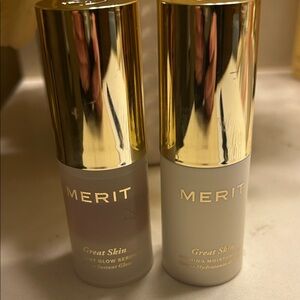 MERIT Great Skin Duo Instant Glow Serum & Priming Moisturizer Bundle ! 15ml/.5oz